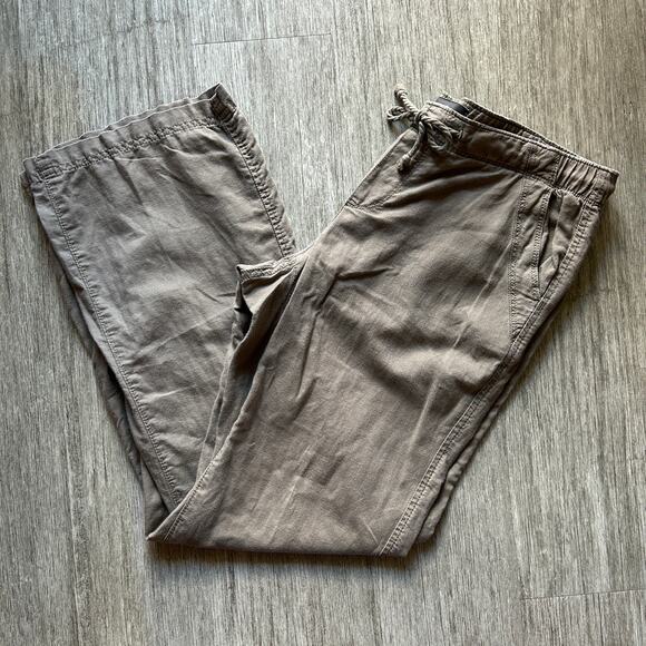 Eddie Bauer Taupe Linen/Cotton Drawstring Waist Lightweight Pants Size Small - Picture 1 of 11